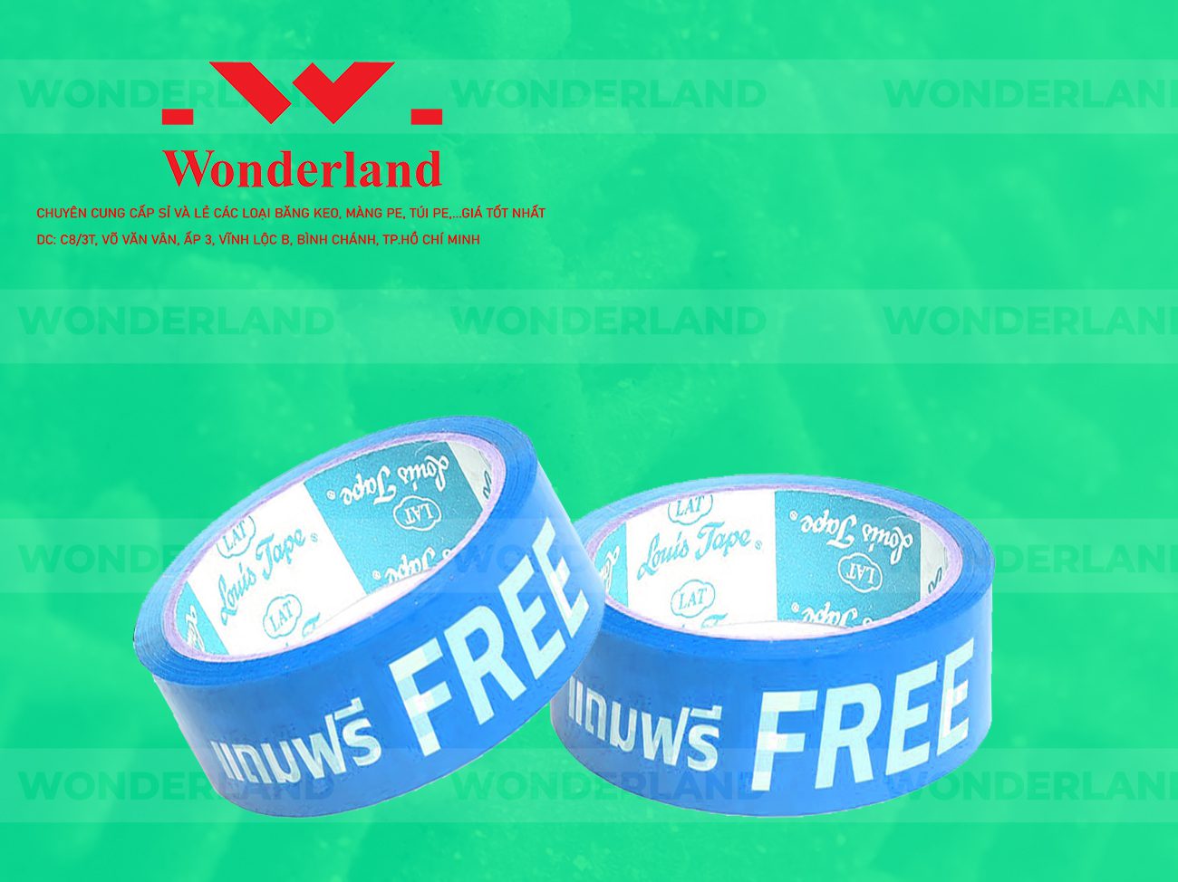 BĂNG KEO IN CHỮ SIZE 31MM WONDERLAND CHẤT LƯỢNG CAO