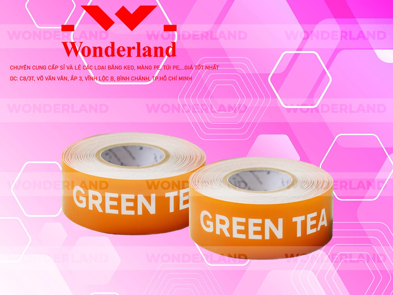 BĂNG KEO IN CHỮ SIZE 32MM WONDERLAND CHẤT LƯỢNG