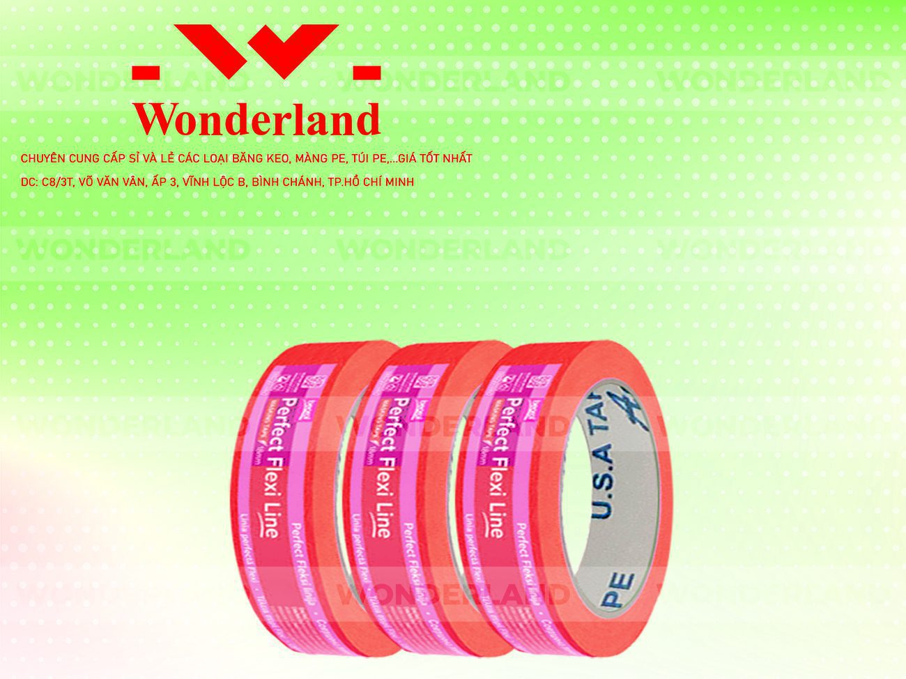 BĂNG KEO IN CHỮ SIZE 32MM WONDERLAND CHẤT LƯỢNG