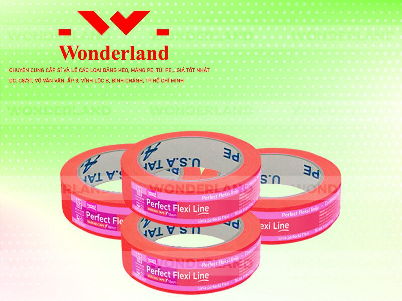 BĂNG KEO IN CHỮ SIZE 32MM WONDERLAND GIÁ SỈ TỐT NHẤT