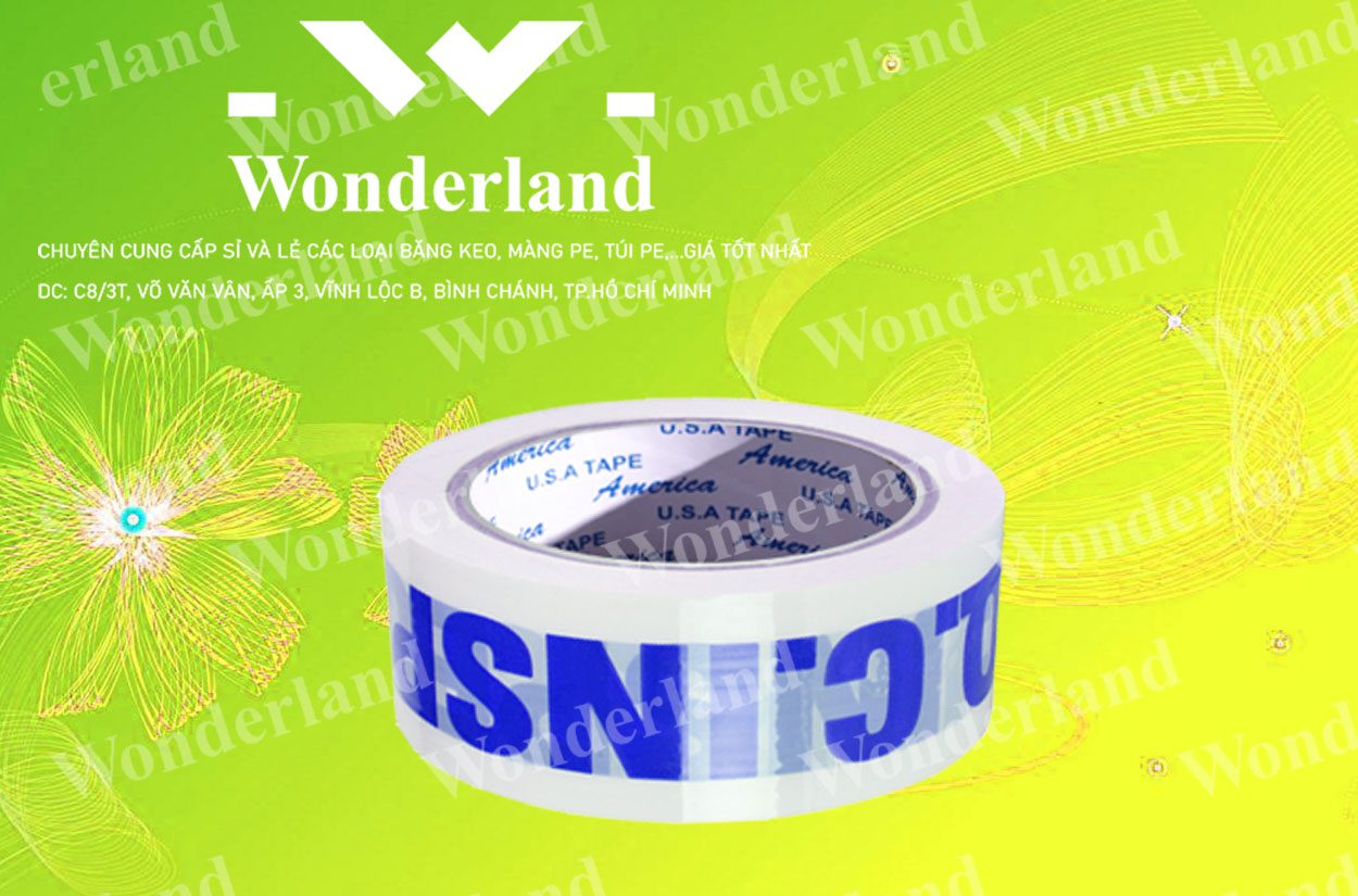 BĂNG KEO IN CHỮ SIZE 33MM WONDERLAND CHẤT LƯỢNG HÀNG ĐẦU
