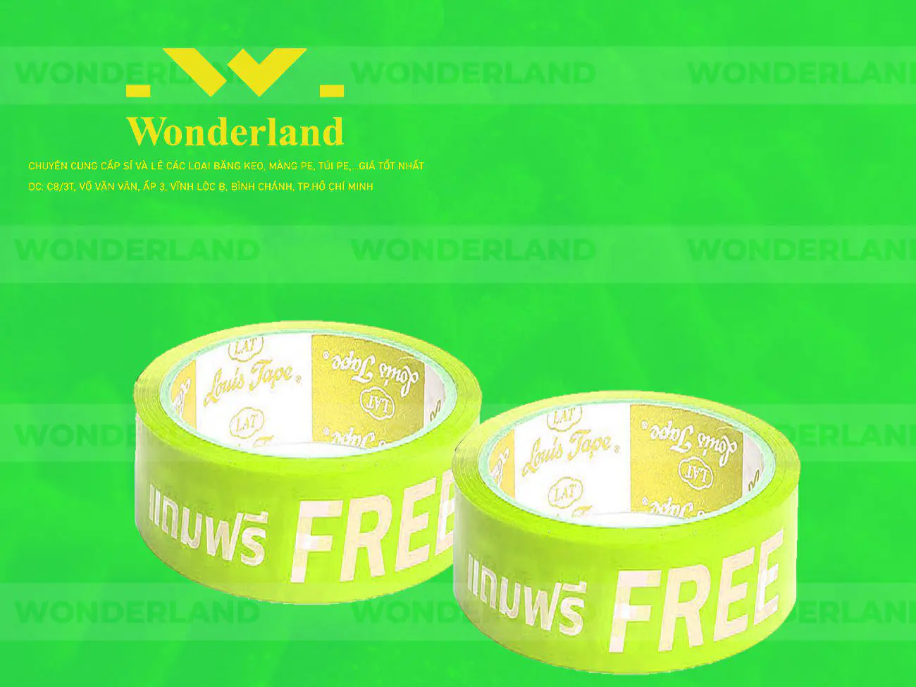 BĂNG KEO IN CHỮ SIZE 33MM WONDERLAND CHẤT LƯỢNG TỐT