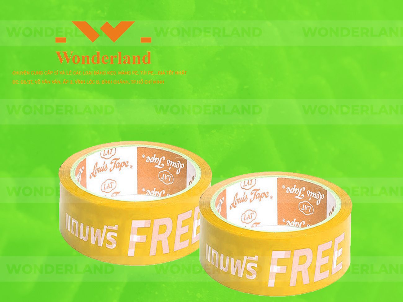 BĂNG KEO IN CHỮ SIZE 33MM WONDERLAND CHẤT LƯỢNG
