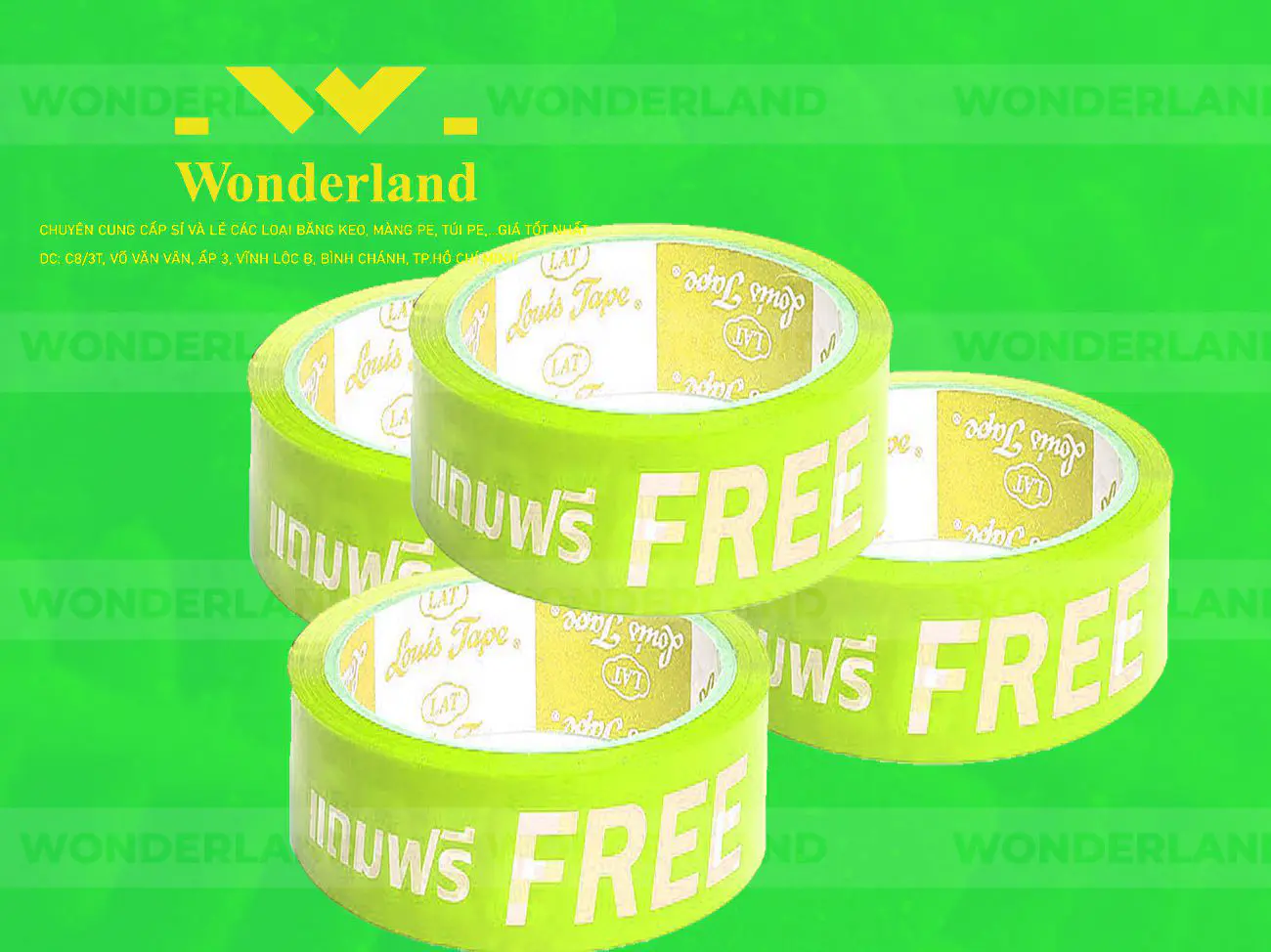 BĂNG KEO IN CHỮ SIZE 33MM WONDERLAND GIÁ RẺ NHẤT