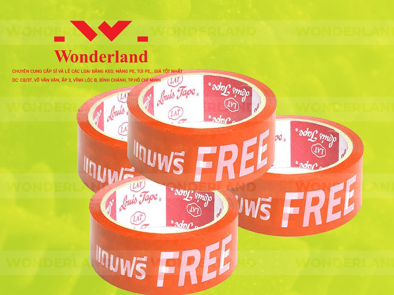 BĂNG KEO IN CHỮ SIZE 33MM WONDERLAND GIÁ SỈ TỐT NHẤT