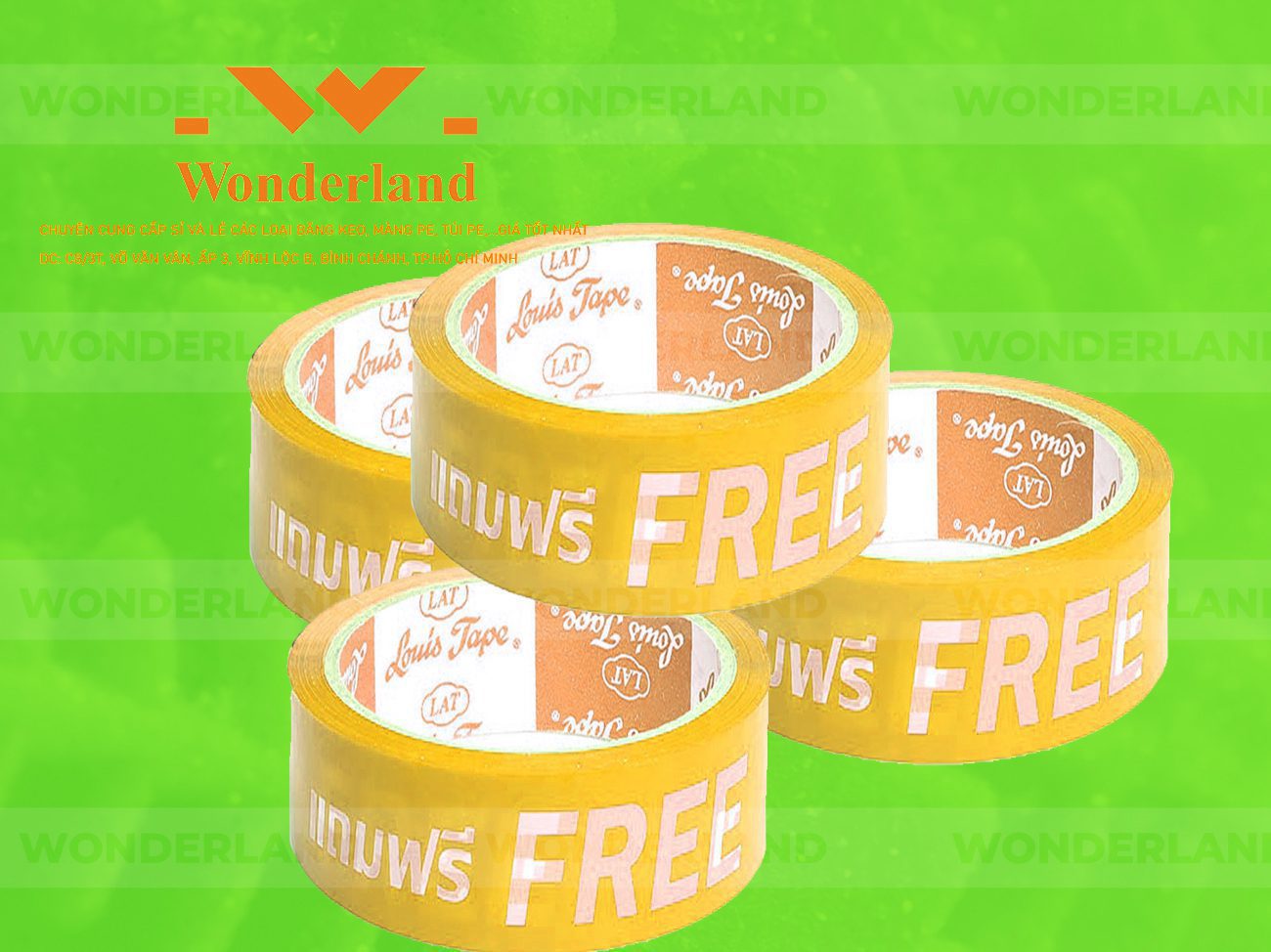 BĂNG KEO IN CHỮ SIZE 33MM WONDERLAND GIÁ SỈ