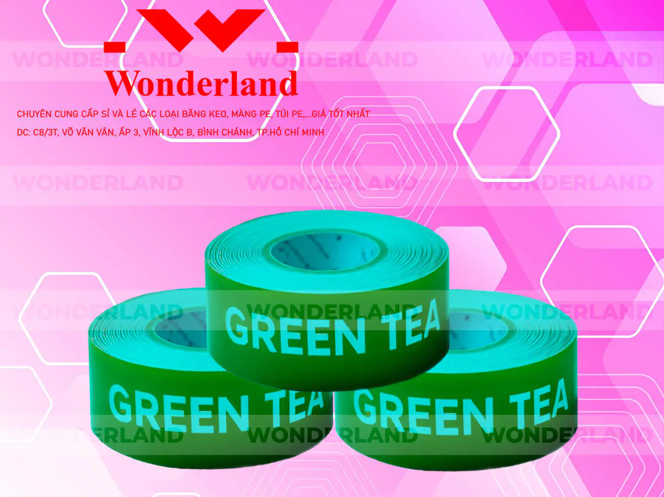BĂNG KEO IN CHỮ SIZE 34MM WONDERLAND CHẤT LƯỢNG