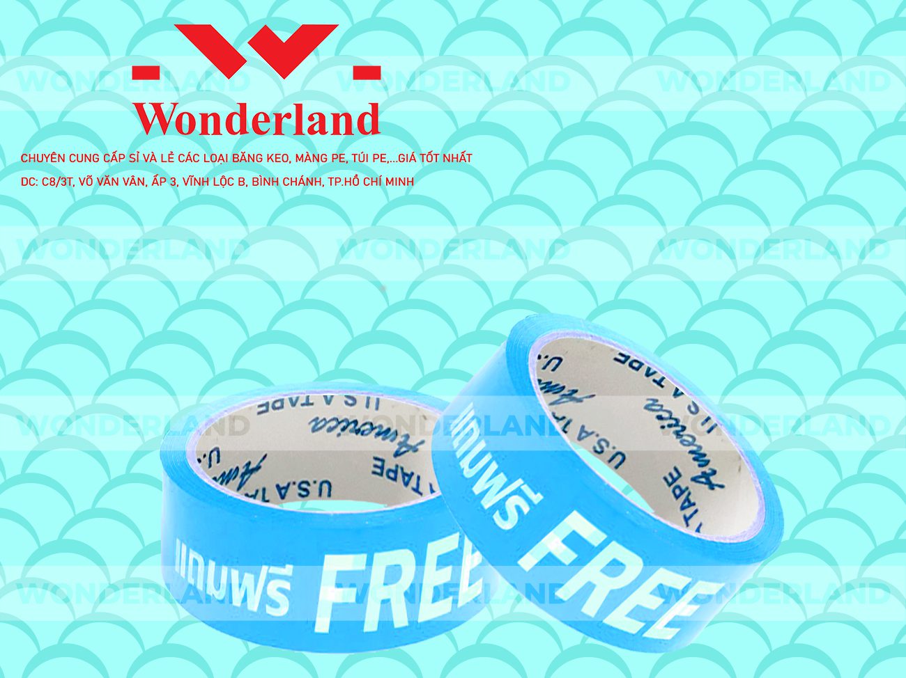 BĂNG KEO IN CHỮ SIZE 35MM WONDERLAND CHẤT LƯỢNG