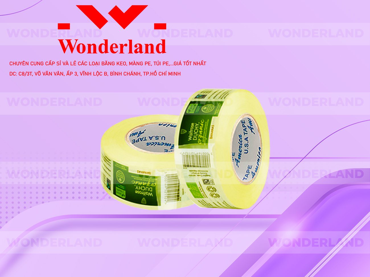 BĂNG KEO IN CHỮ SIZE 35MM WONDERLAND CHẤT LƯỢNG