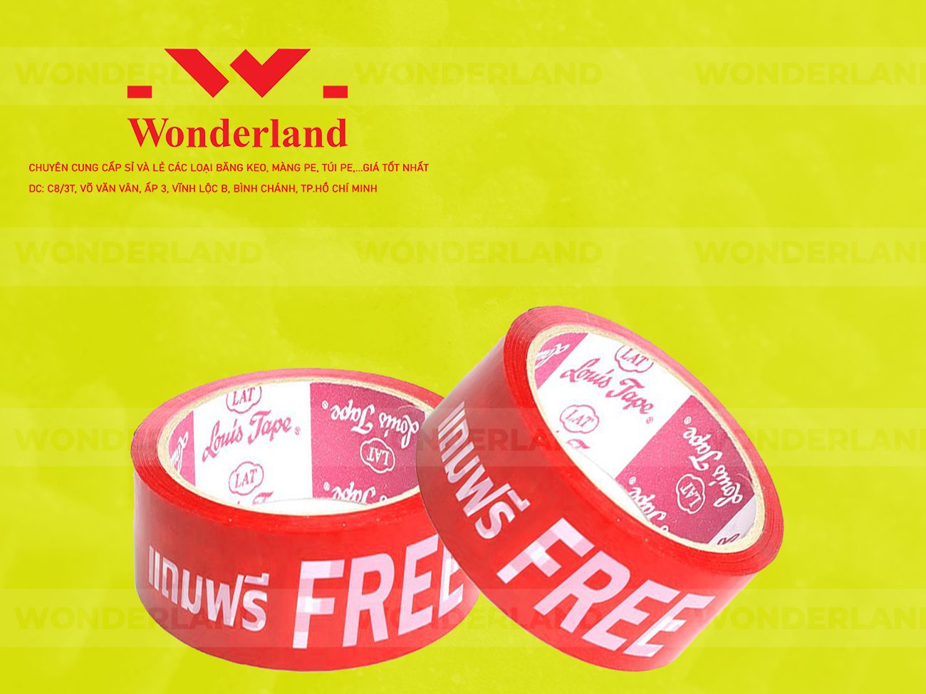 BĂNG KEO IN CHỮ SIZE 35MM WONDERLAND CHẤT LƯỢNG CAO