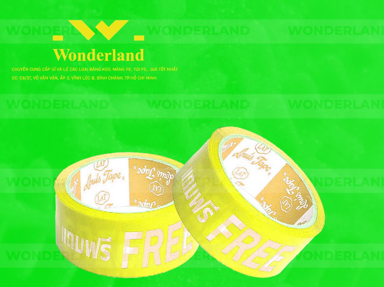 BĂNG KEO IN CHỮ SIZE 35MM WONDERLAND CHẤT LƯỢNG TỐT