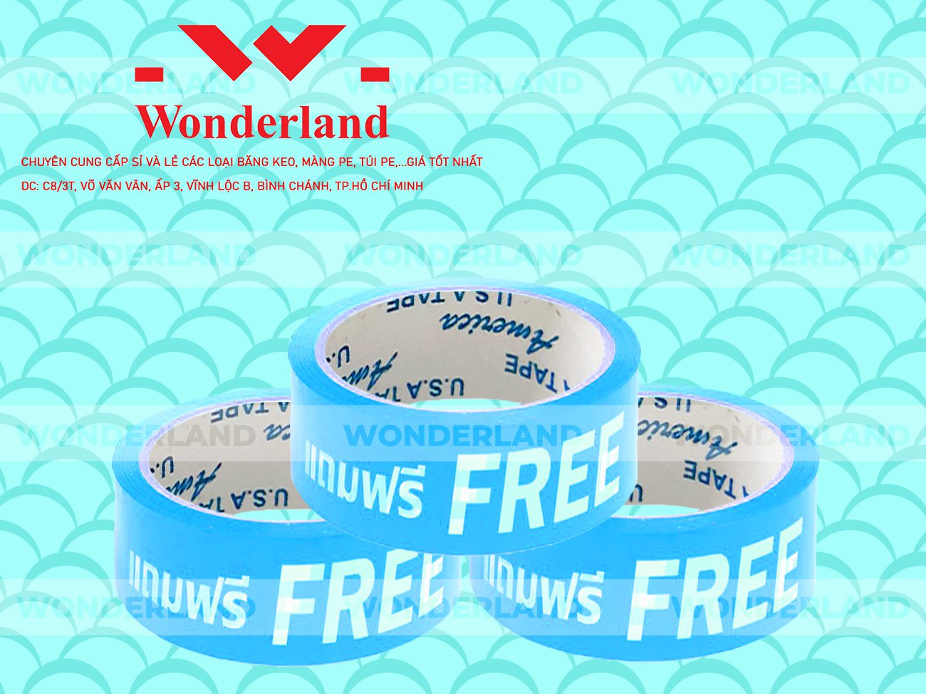 BĂNG KEO IN CHỮ SIZE 35MM WONDERLAND GIÁ SỈ TỐT NHẤT