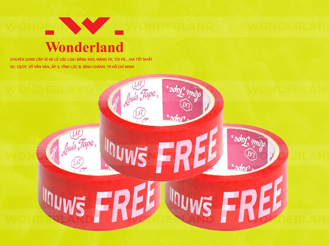 BĂNG KEO IN CHỮ SIZE 35MM WONDERLAND GIÁ SỈ TỐT NHẤT