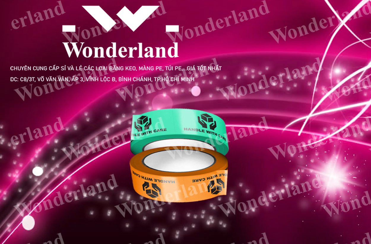 BĂNG KEO IN CHỮ SIZE 36MM WONDERLAND CHẤT LƯỢNG