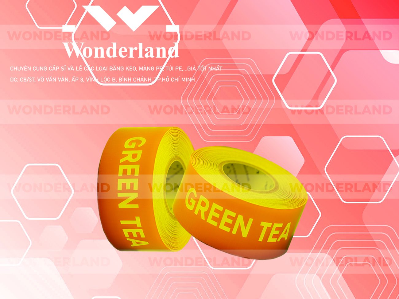 BĂNG KEO IN CHỮ SIZE 38MM WONDERLAND CHẤT LƯỢNG