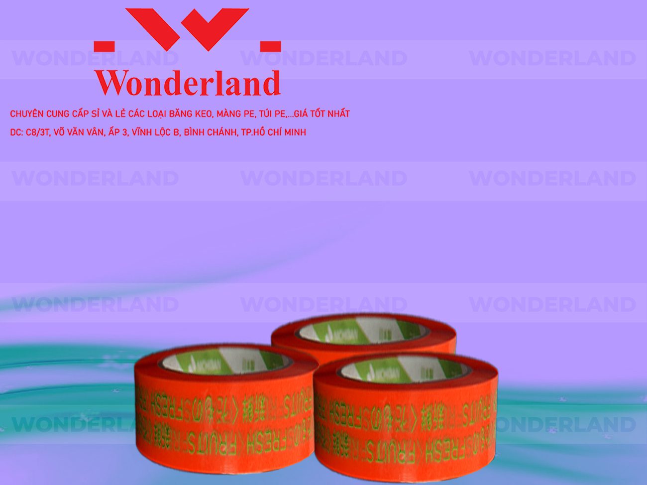 BĂNG KEO IN CHỮ SIZE 38MM WONDERLAND CHẤT LƯỢNG TỐT NHẤT