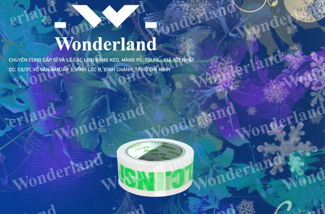 BĂNG KEO IN CHỮ SIZE 39MM WONDERLAND CHẤT LƯỢNG HÀNG ĐẦU