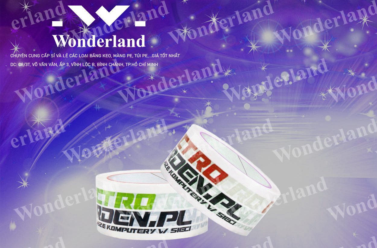 BĂNG KEO IN CHỮ SIZE 40MM WONDERLAND CHẤT LƯỢNG CAO