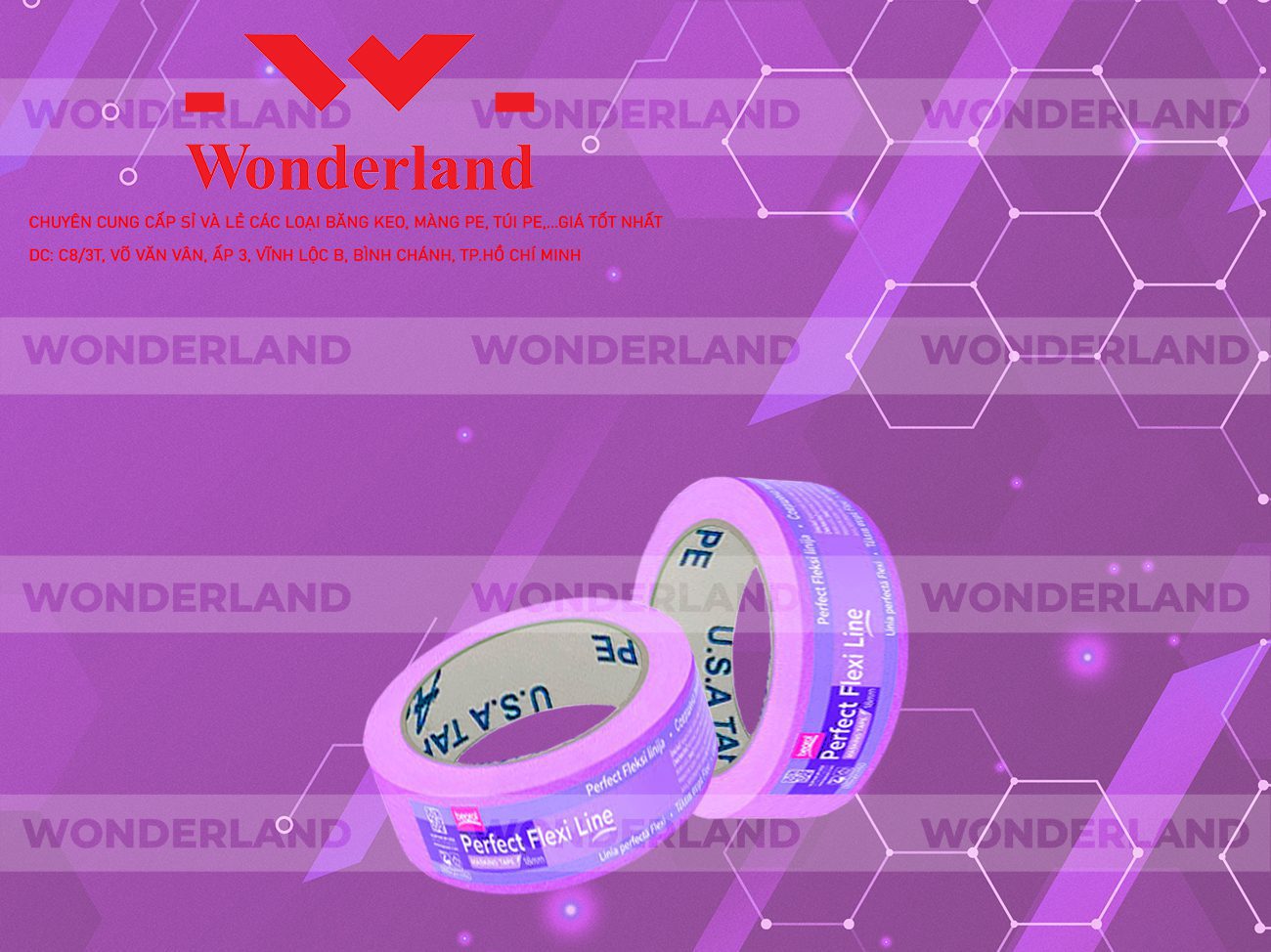BĂNG KEO IN CHỮ SIZE 40MM WONDERLAND CHẤT LƯỢNG