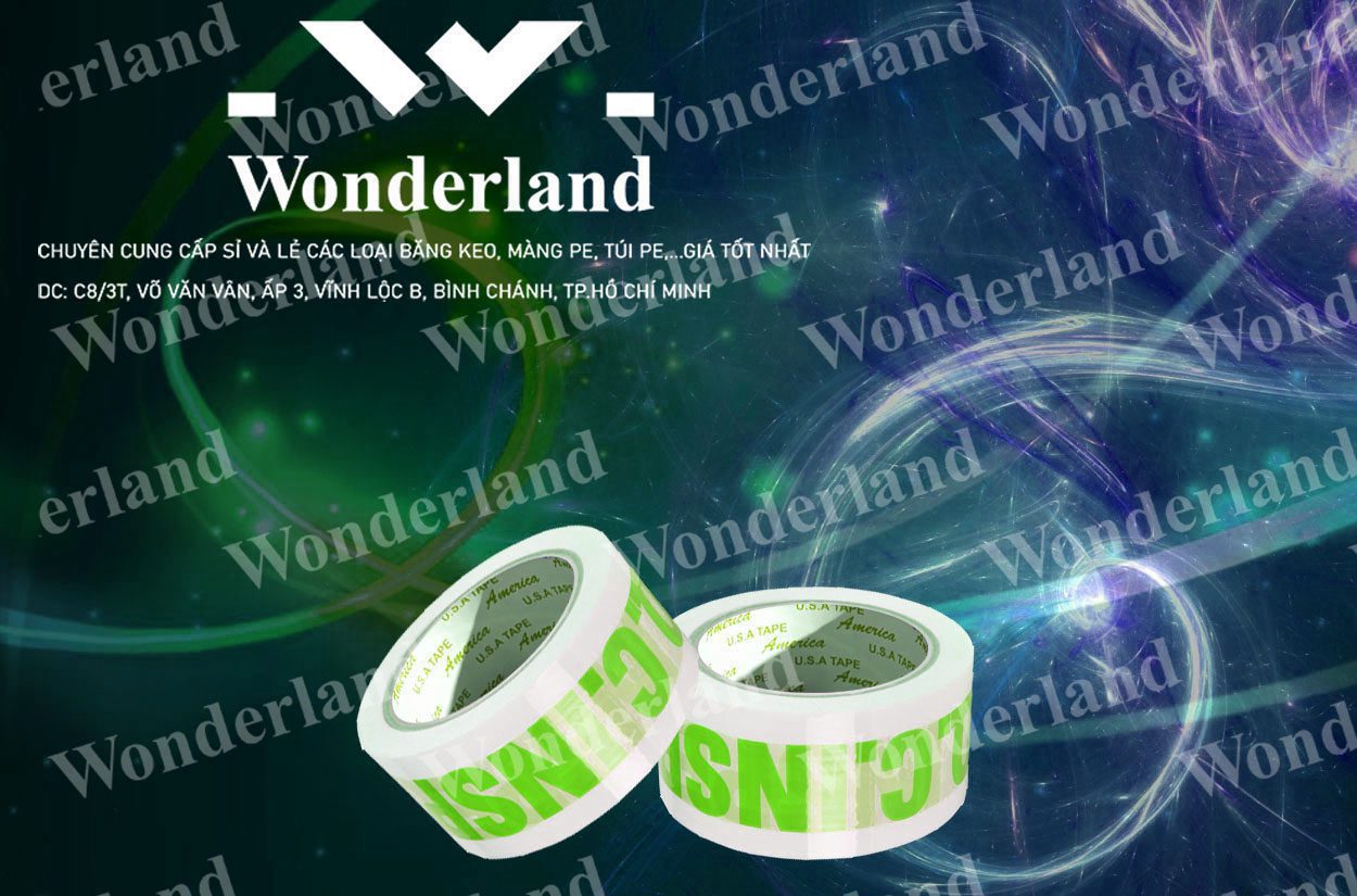 BĂNG KEO IN CHỮ SIZE 41MM WONDERLAND CHẤT LƯỢNG CAO