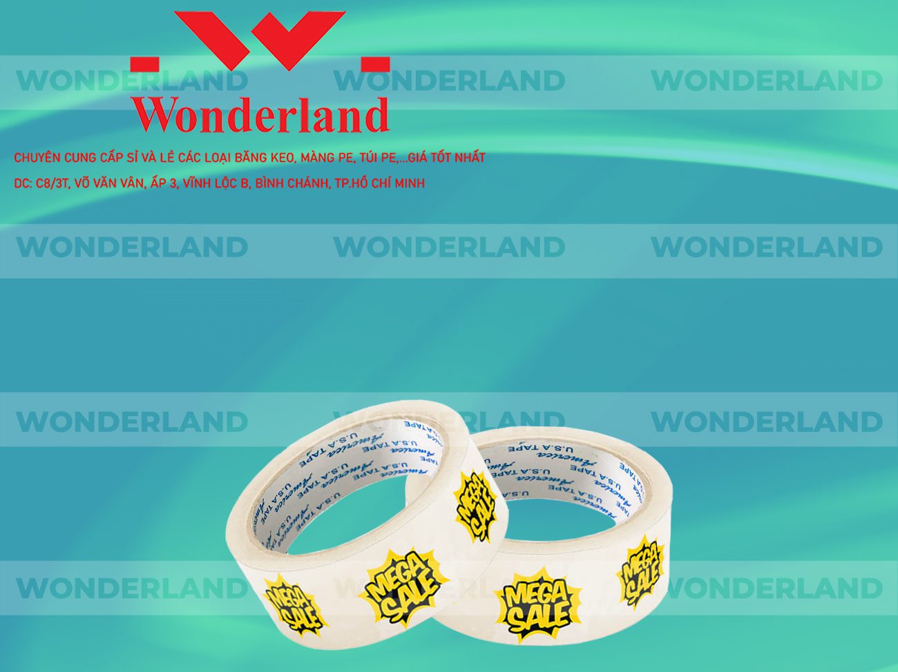 BĂNG KEO IN CHỮ SIZE 41MM WONDERLAND CHẤT LƯỢNG TỐT NHẤT