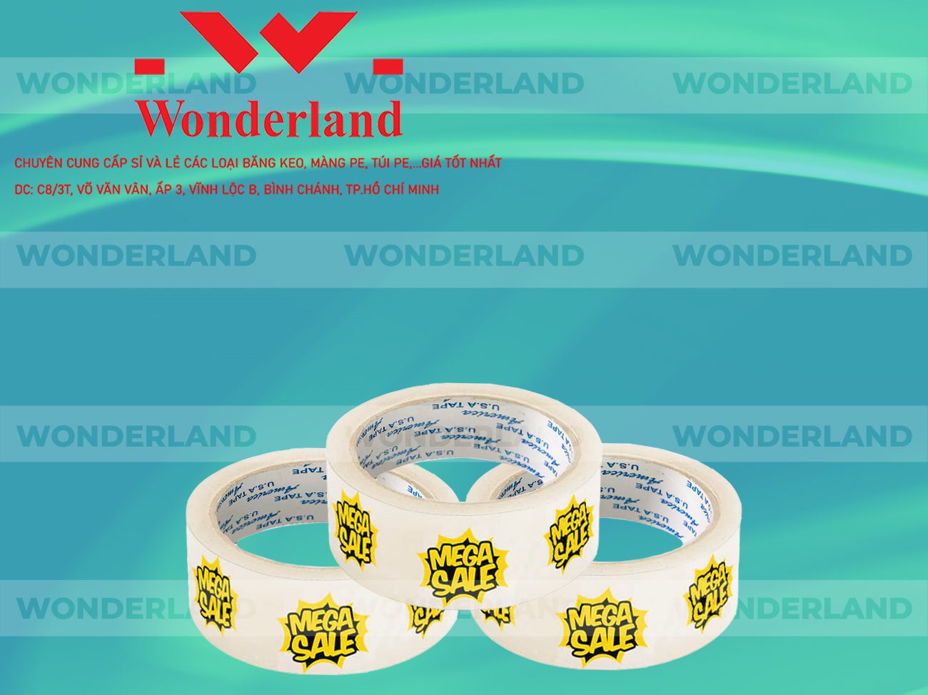 BĂNG KEO IN CHỮ SIZE 41MM WONDERLAND GIÁ TỐT