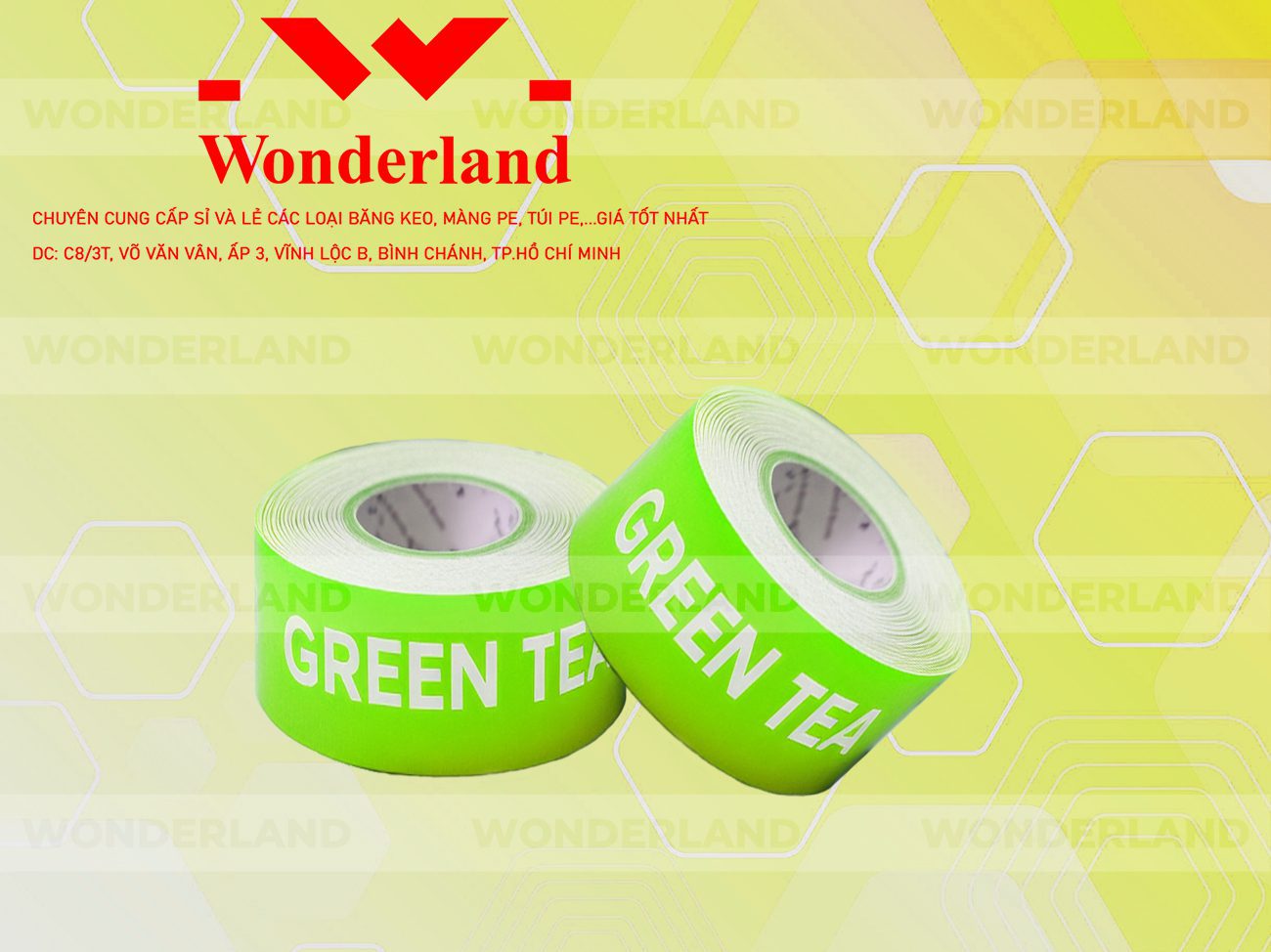 BĂNG KEO IN CHỮ SIZE 42MM WONDERLAND CHẤT LƯỢNG