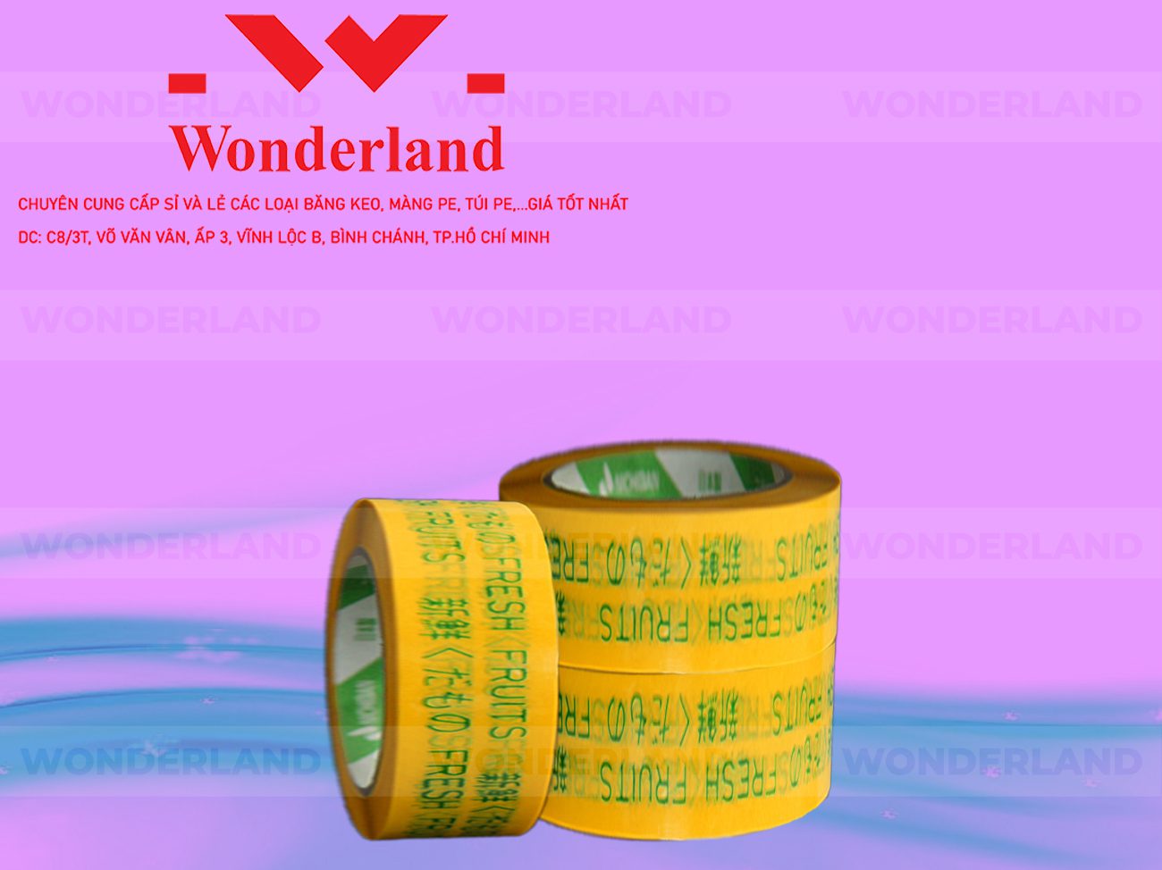 BĂNG KEO IN CHỮ SIZE 42MM WONDERLAND CHẤT LƯỢNG TỐT NHẤT