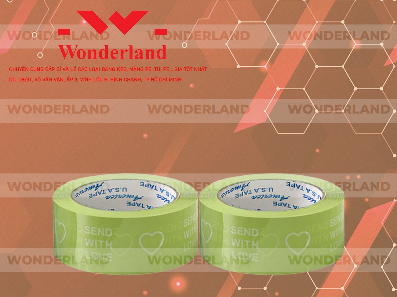 BĂNG KEO IN CHỮ SIZE 42MM WONDERLAND CHẤT LƯỢNG