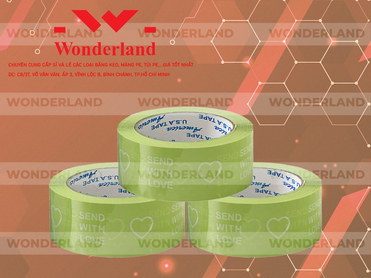 BĂNG KEO IN CHỮ SIZE 42MM WONDERLAND GIÁ SỈ TỐT NHẤT