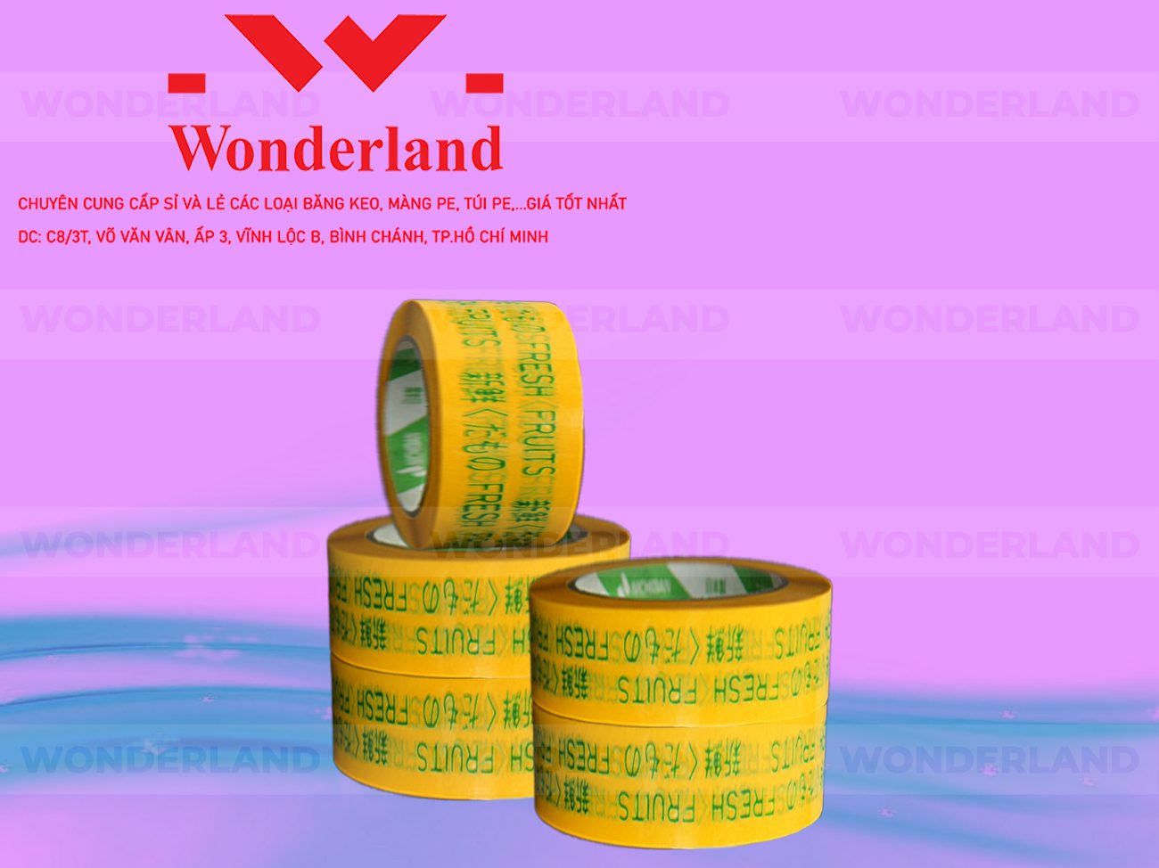 BĂNG KEO IN CHỮ SIZE 42MM WONDERLAND GIÁ TỐT