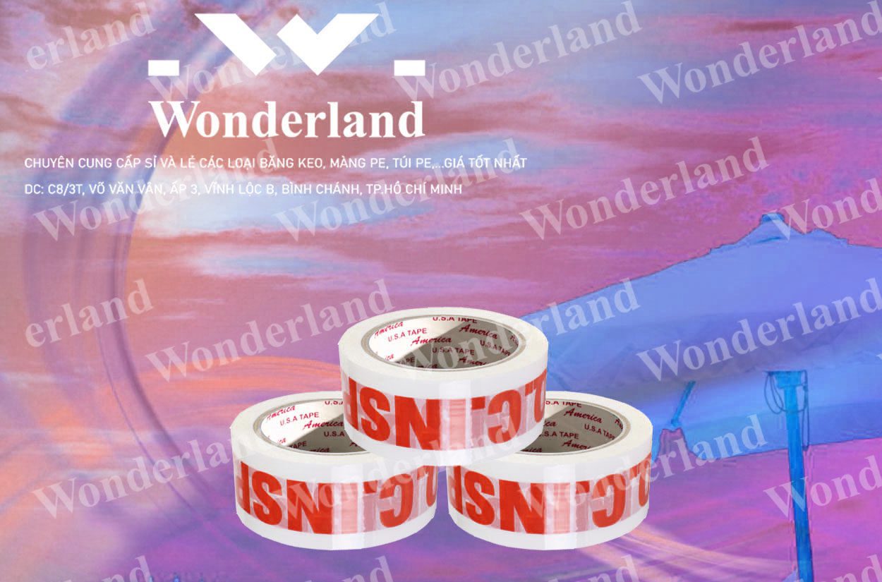 BĂNG KEO IN CHỮ SIZE 43MM WONDERLAND CHẤT LƯỢNG CAO