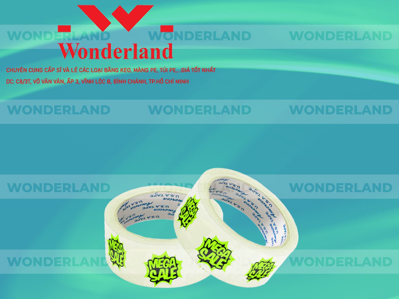 BĂNG KEO IN CHỮ SIZE 43MM WONDERLAND CHẤT LƯỢNG TỐT NHẤT