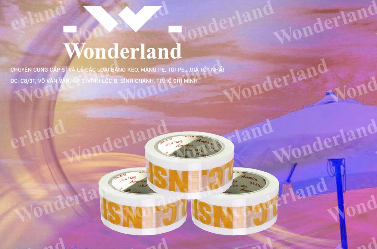 BĂNG KEO IN CHỮ SIZE 43MM WONDERLAND CHẤT LƯỢNG TỐT