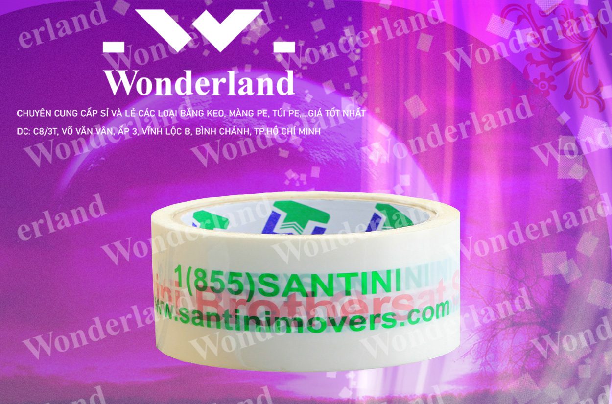 BĂNG KEO IN CHỮ SIZE 44MM WONDERLAND CHẤT LƯỢNG HÀNG ĐẦU