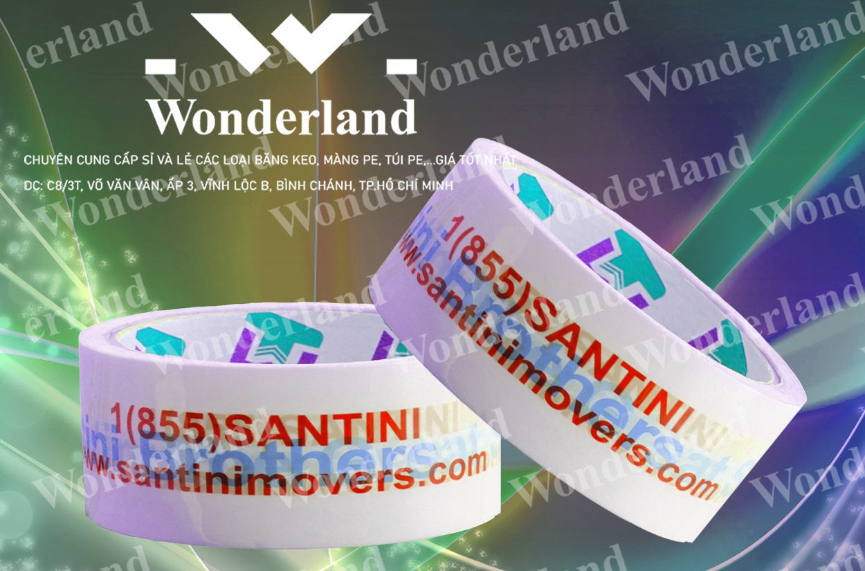 BĂNG KEO IN CHỮ SIZE 44MM WONDERLAND CHẤT LƯỢNG
