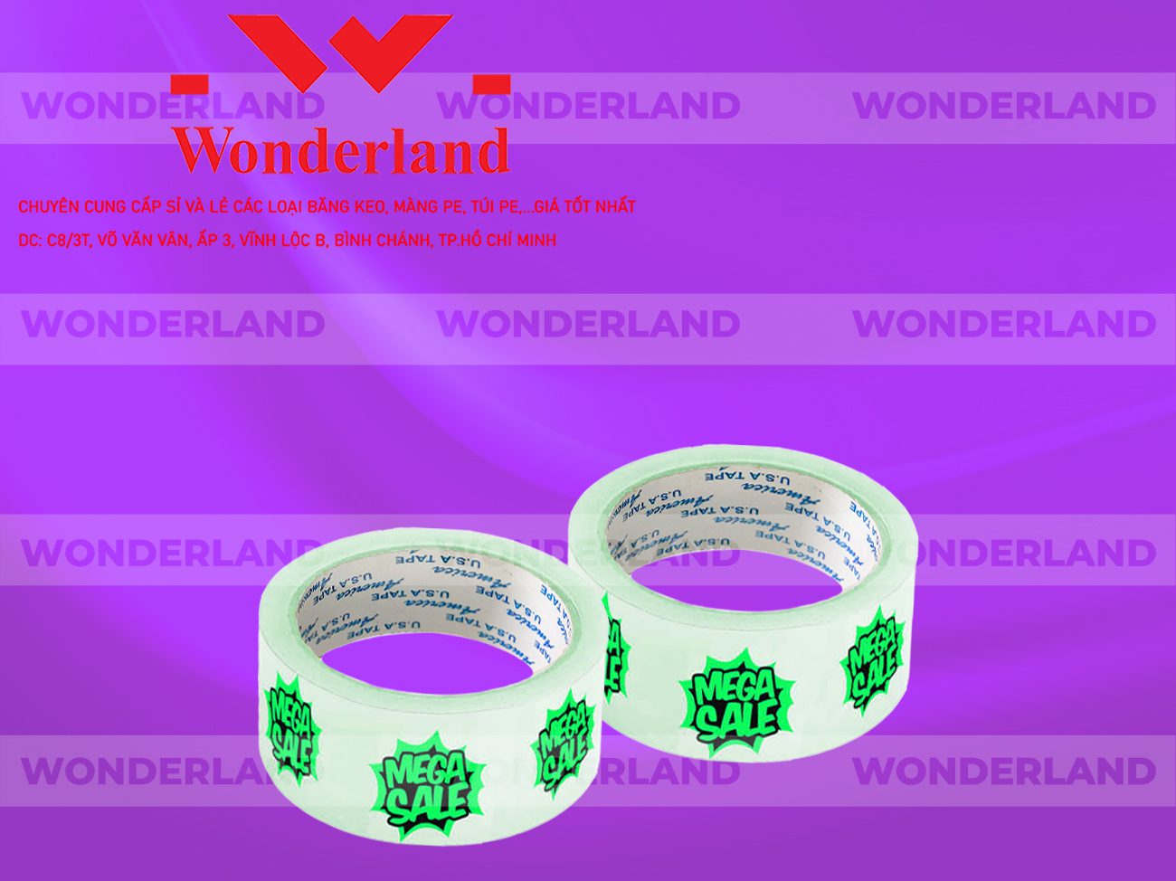 BĂNG KEO IN CHỮ SIZE 45MM WONDERLAND CHẤT LƯỢNG TỐT NHẤT