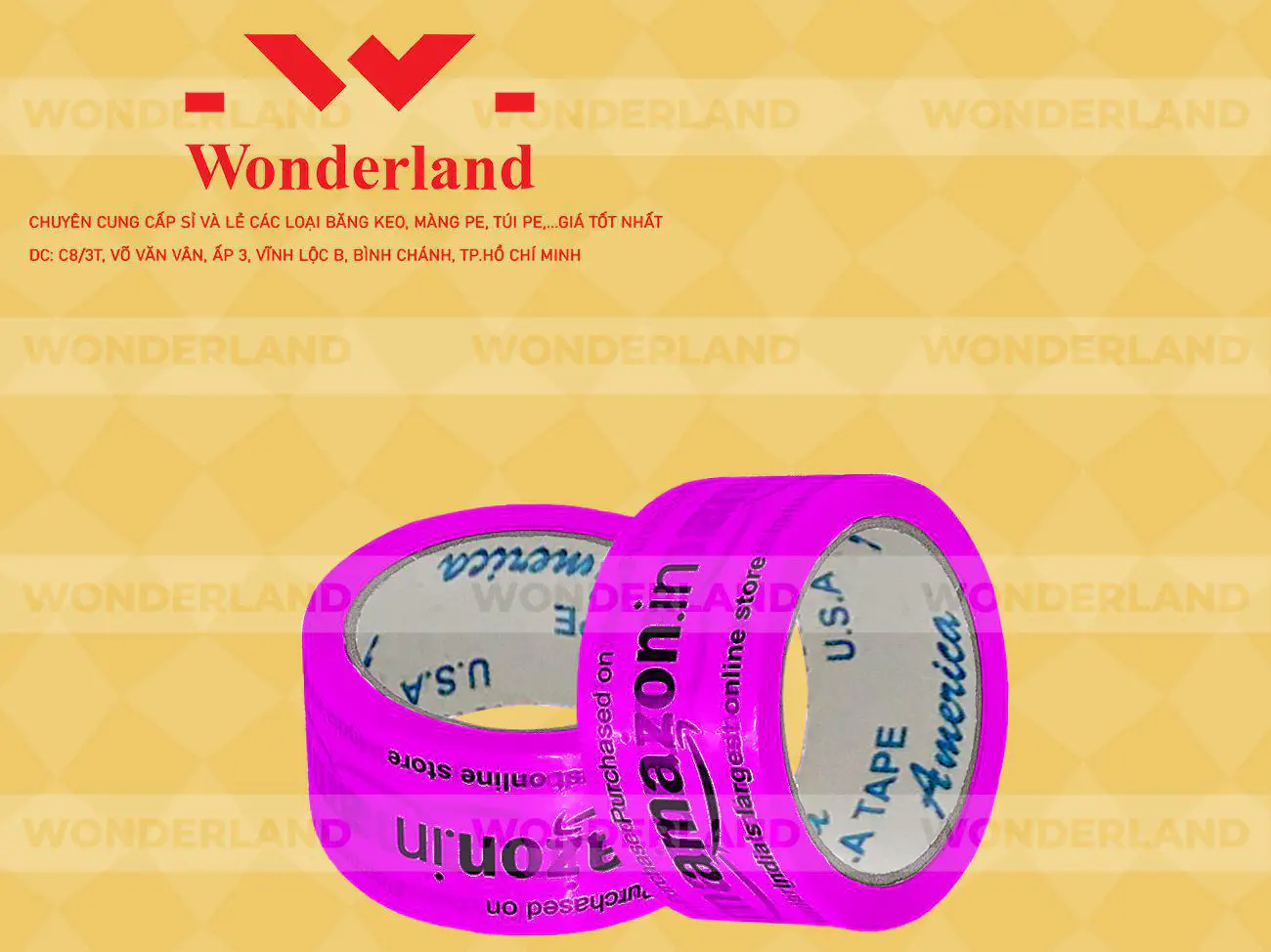 BĂNG KEO IN CHỮ SIZE 45MM WONDERLAND CHẤT LƯỢNG