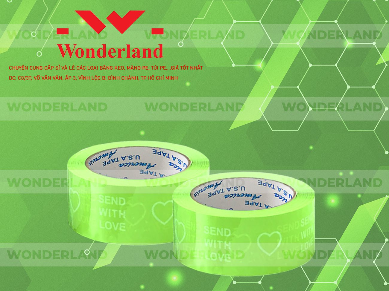 BĂNG KEO IN CHỮ SIZE 46MM WONDERLAND CHẤT LƯỢNG