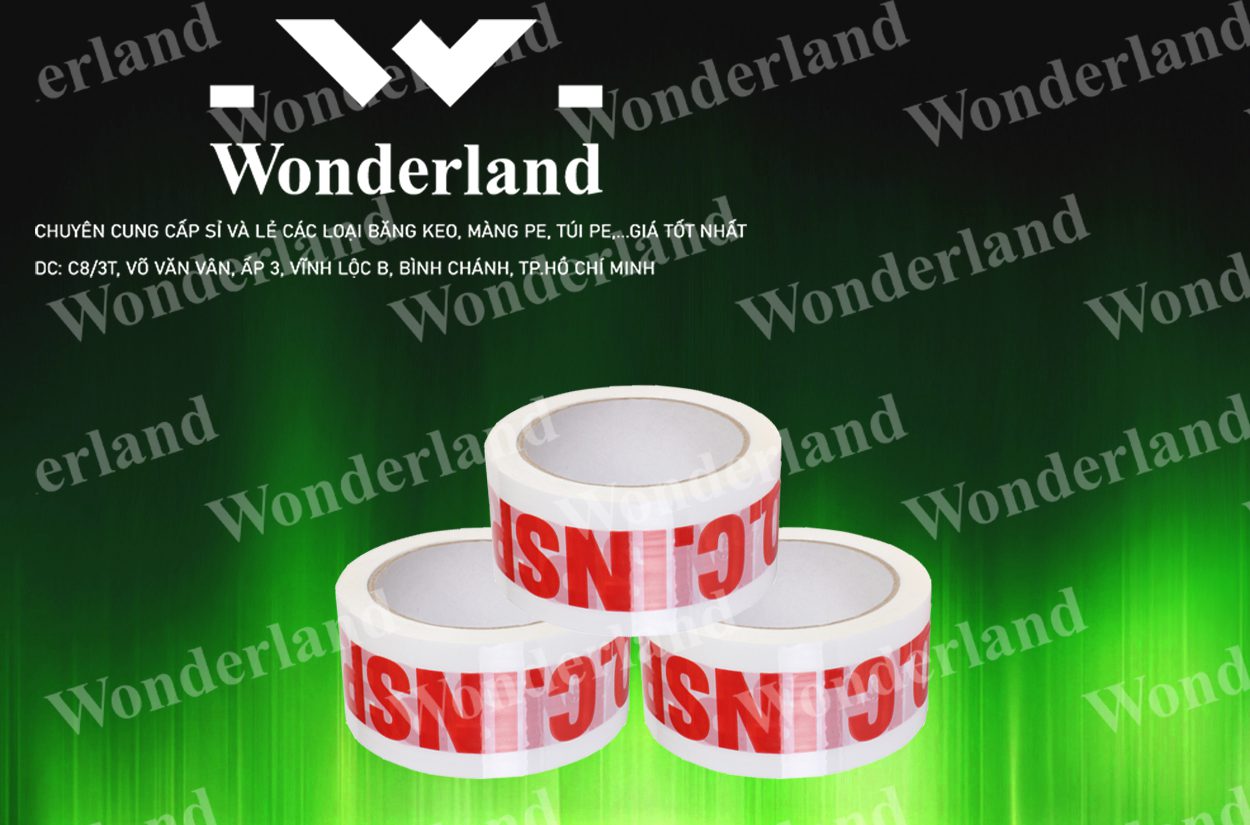 BĂNG KEO IN CHỮ SIZE 46MM WONDERLAND CHẤT LƯỢNG CAO