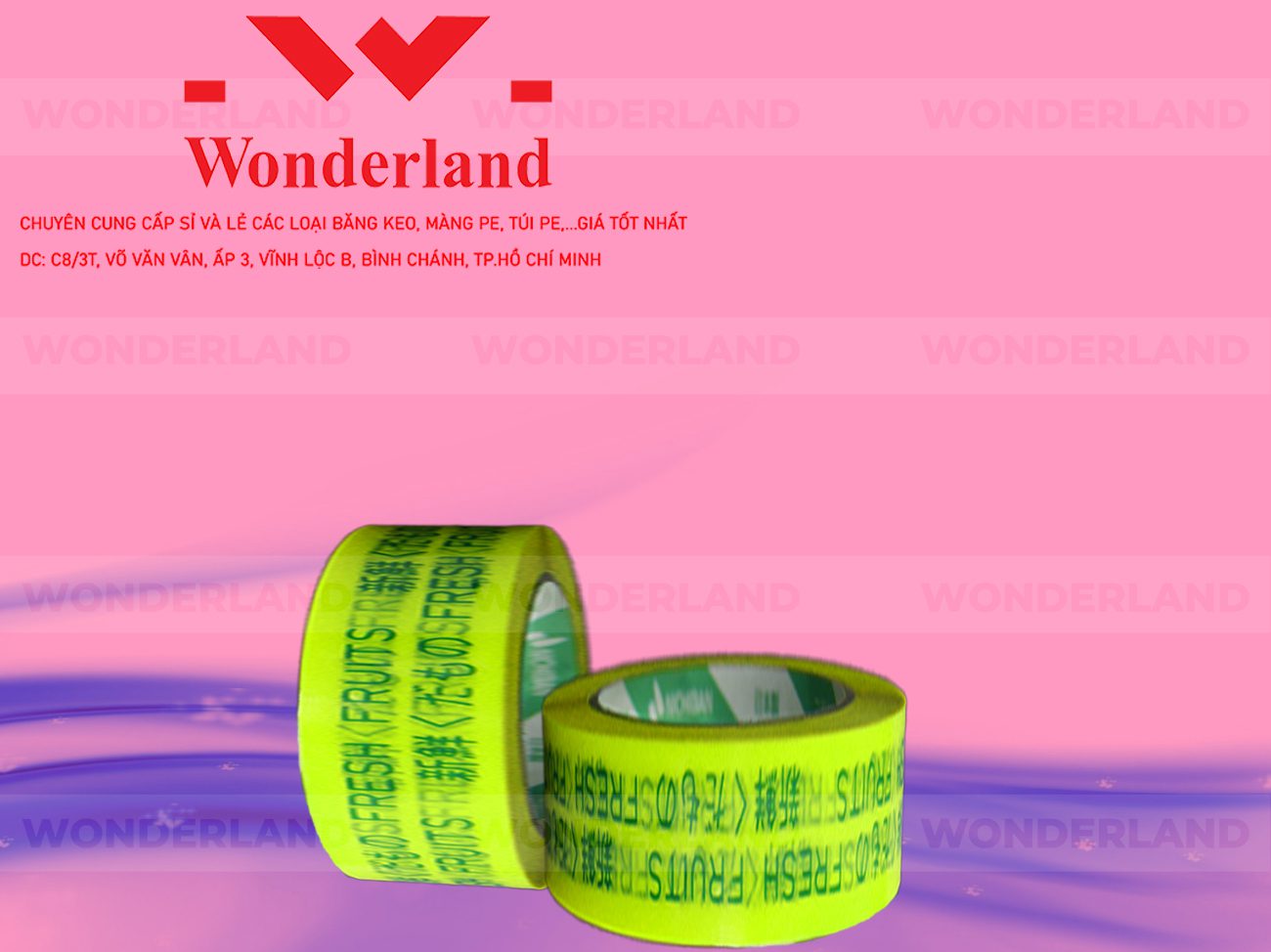 BĂNG KEO IN CHỮ SIZE 46MM WONDERLAND CHẤT LƯỢNG TỐT NHẤT