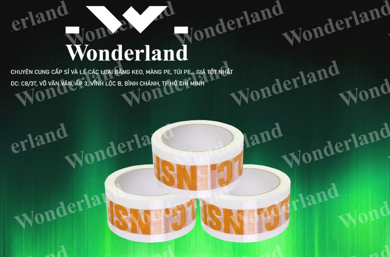BĂNG KEO IN CHỮ SIZE 46MM WONDERLAND CHẤT LƯỢNG