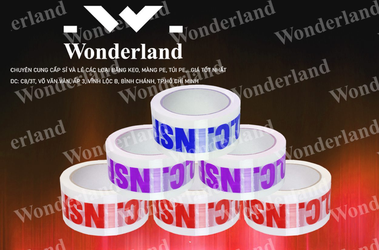 BĂNG KEO IN CHỮ SIZE 46MM WONDERLAND GIÁ SỈ TỐT NHẤT