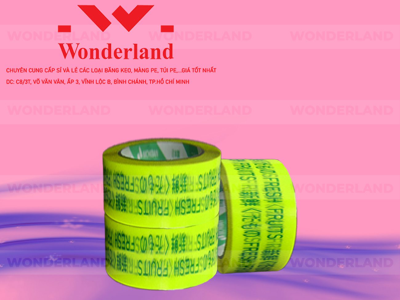 BĂNG KEO IN CHỮ SIZE 46MM WONDERLAND GIÁ TỐT