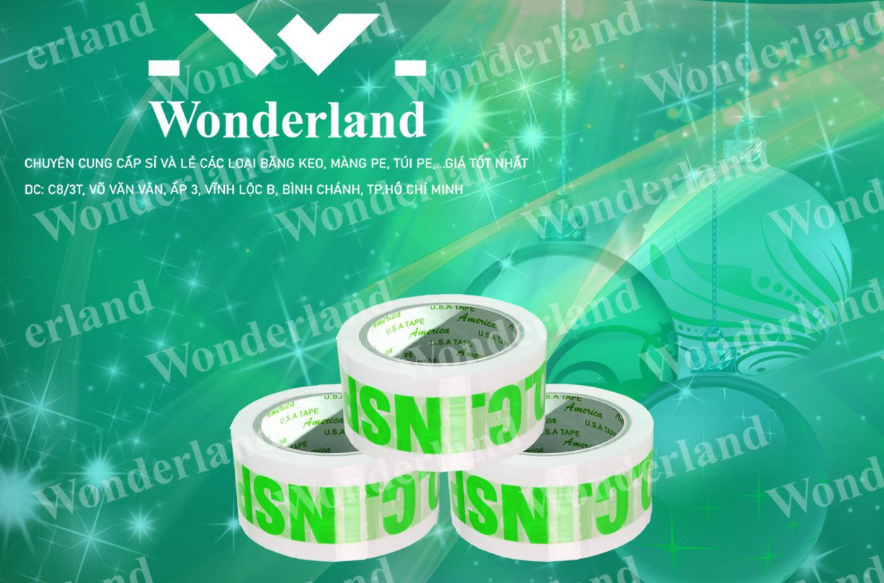 BĂNG KEO IN CHỮ SIZE 47MM WONDERLAND CHẤT LƯỢNG TỐT