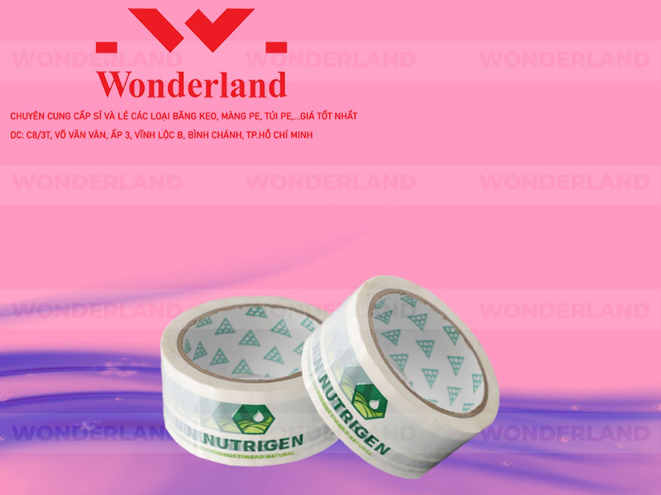 BĂNG KEO IN CHỮ SIZE 48MM WONDERLAND CHẤT LƯỢNG TỐT NHẤT