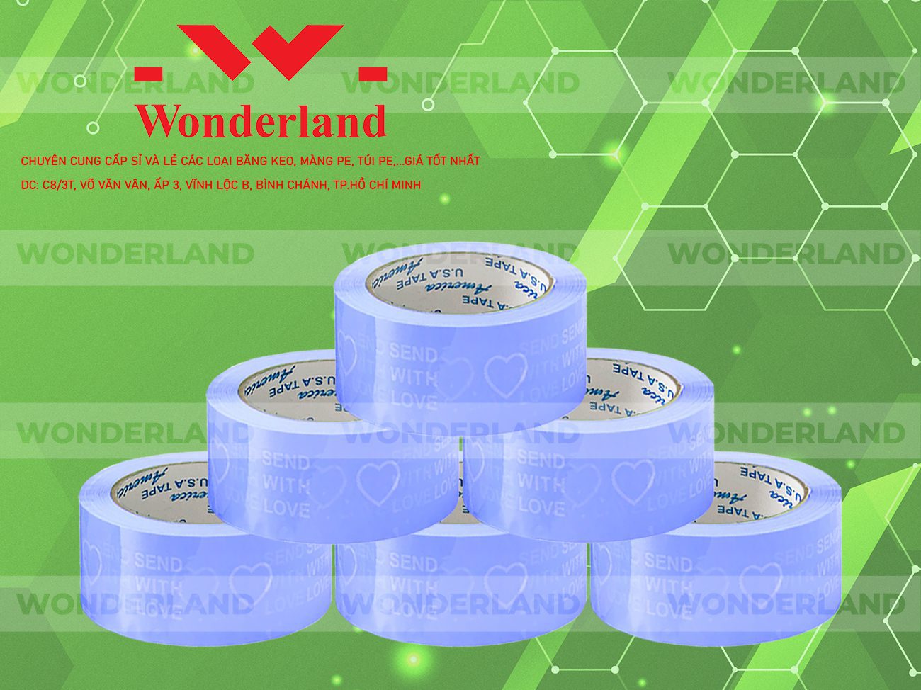 BĂNG KEO IN CHỮ SIZE 48MM WONDERLAND GIÁ SỈ TỐT NHẤT