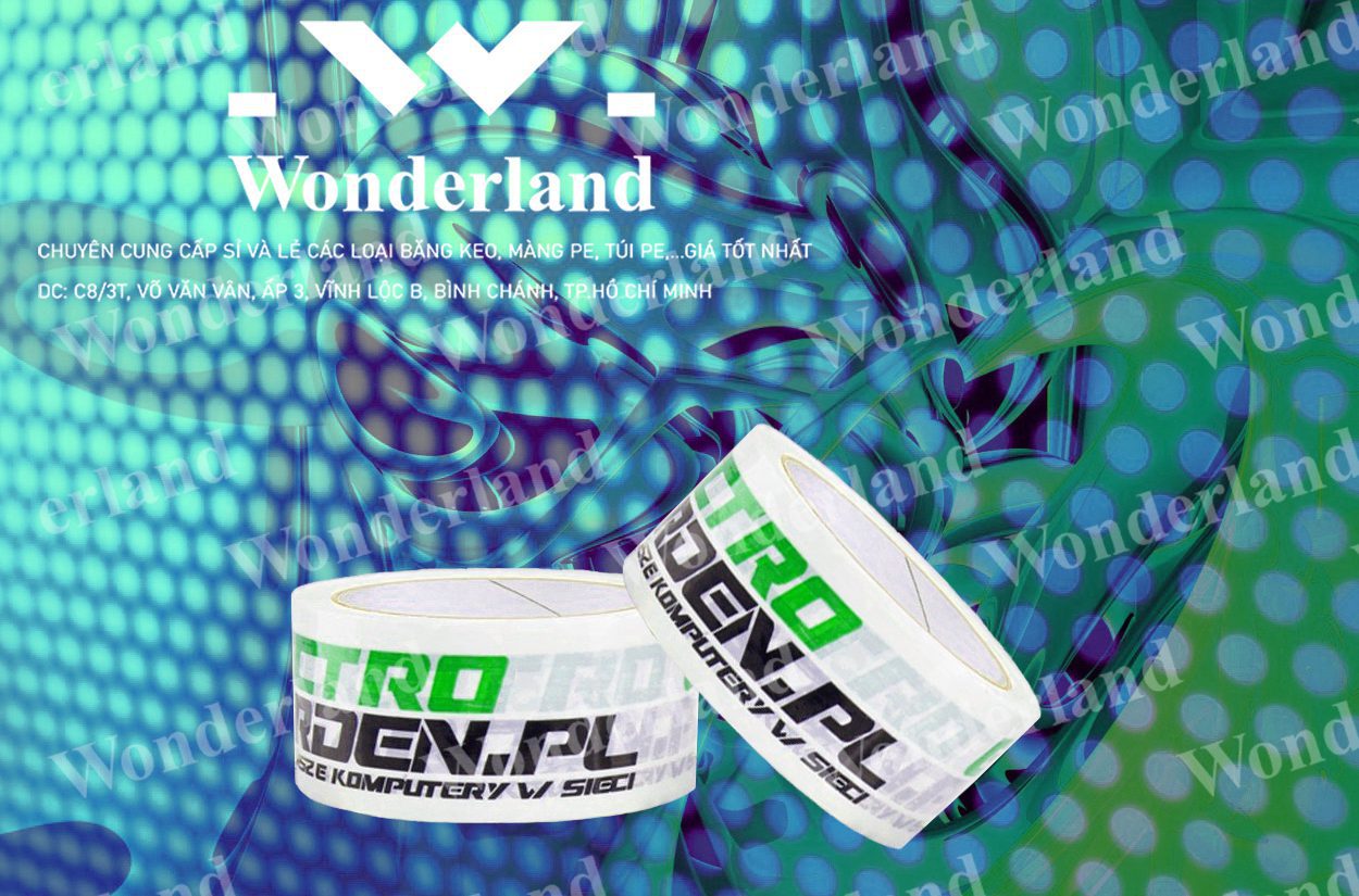 BĂNG KEO IN CHỮ SIZE 49MM WONDERLAND CHẤT LƯỢNG TỐT