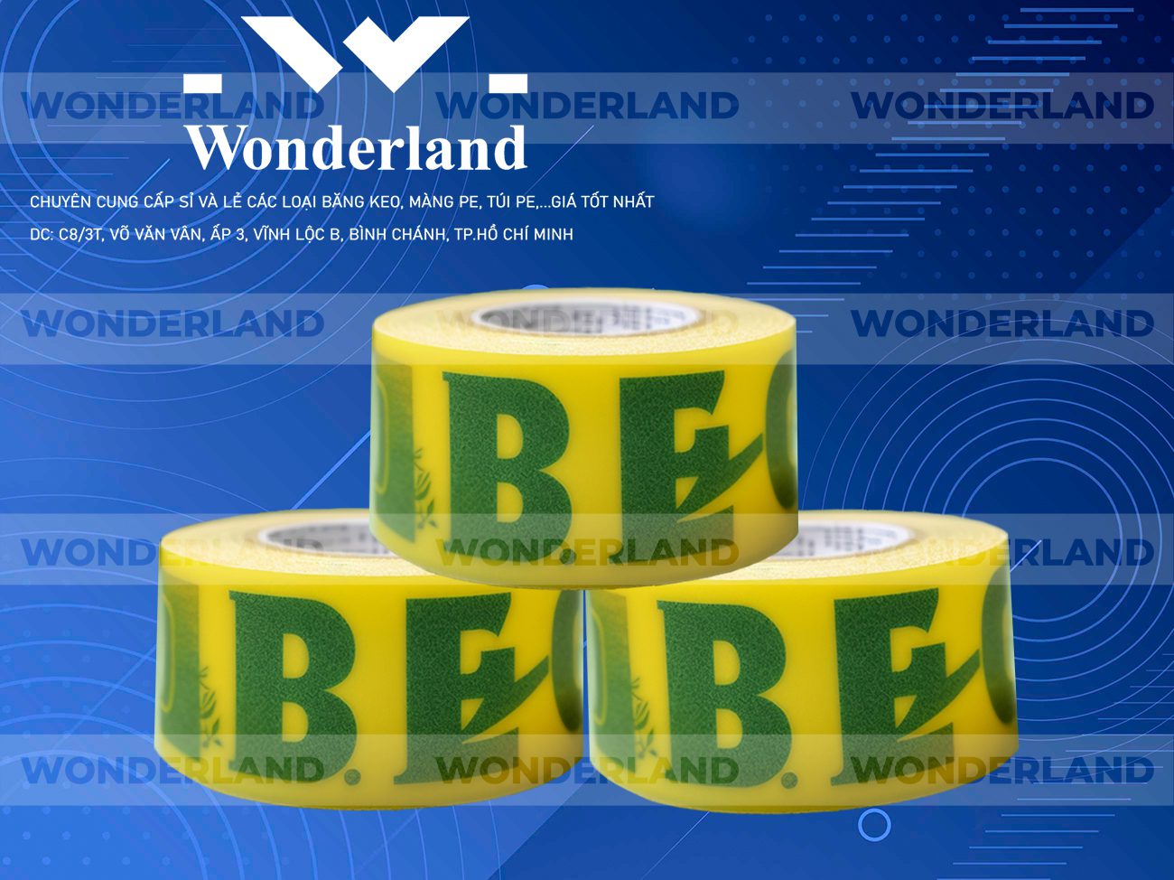 BĂNG KEO IN CHỮ SIZE 50MM WONDERLAND CHẤT LƯỢNG