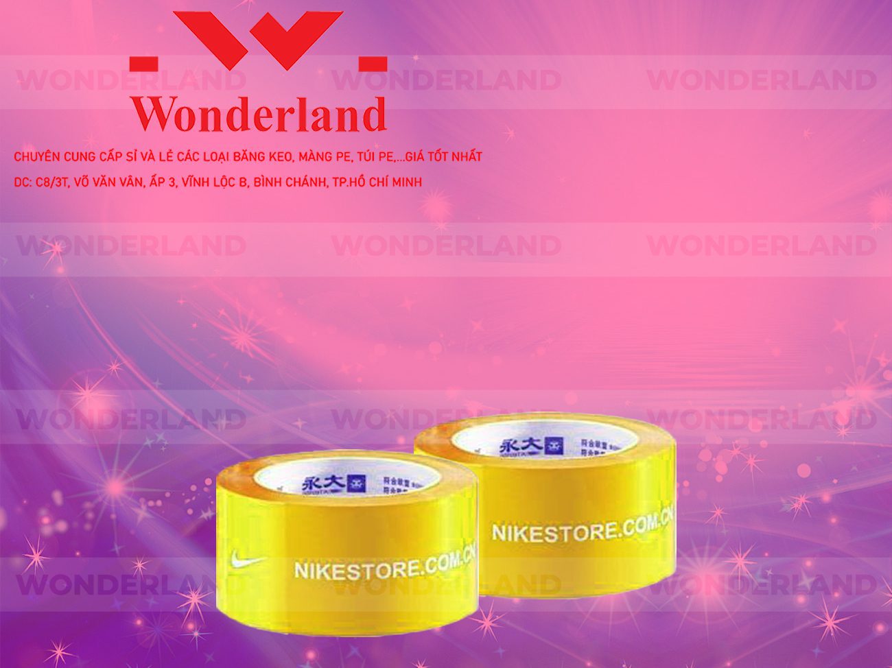 BĂNG KEO IN CHỮ SIZE 50MM WONDERLAND CHẤT LƯỢNG TỐT NHẤT